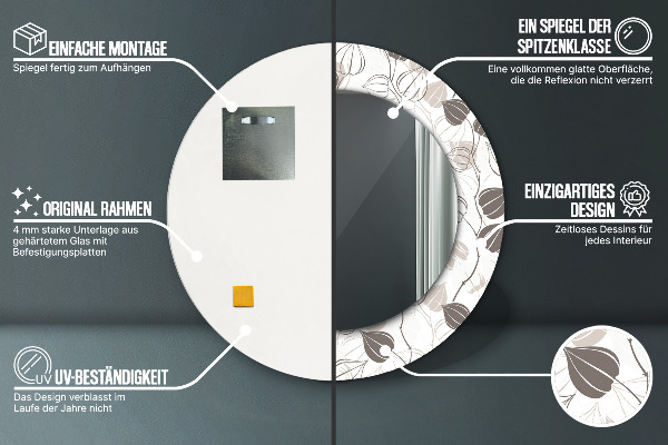 Espelho circular de parede decorativo Floral abstrato