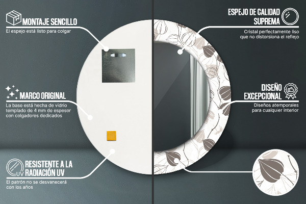 Espelho circular de parede decorativo Floral abstrato