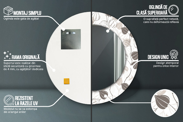 Espelho circular de parede decorativo Floral abstrato