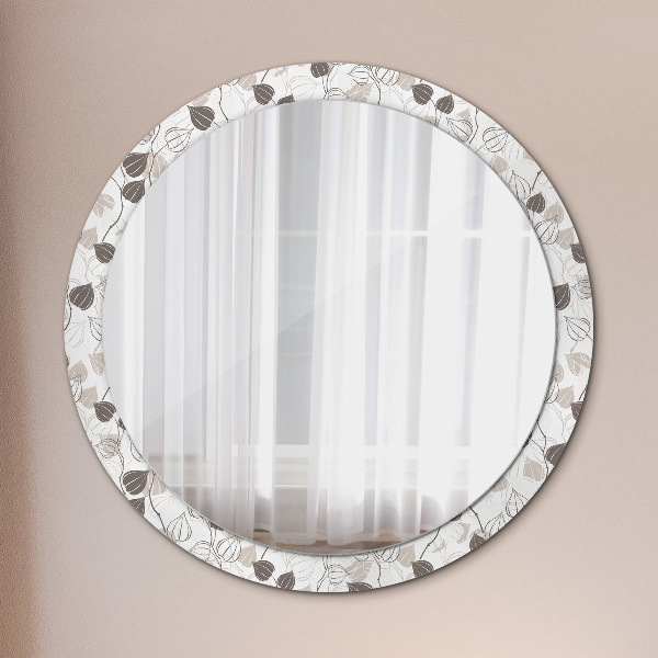 Espelho circular de parede decorativo Floral abstrato
