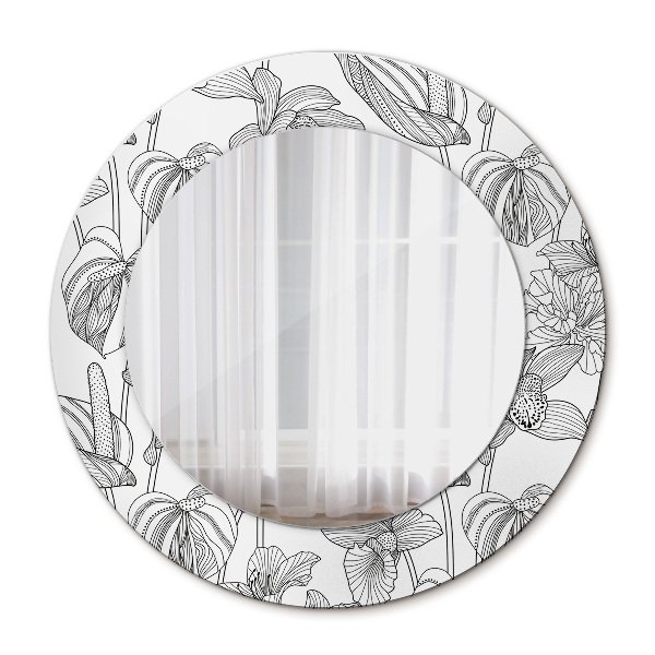 Espelho circular de parede decorativo Padrão floral