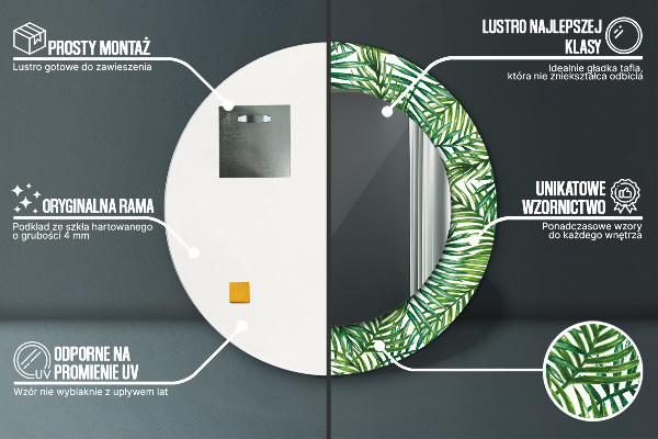 Espelho circular de parede decorativo Palmeira tropical