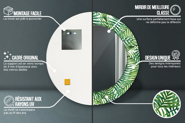 Espelho circular de parede decorativo Palmeira tropical