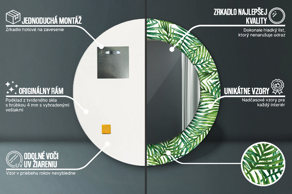 Espelho circular de parede decorativo Palmeira tropical