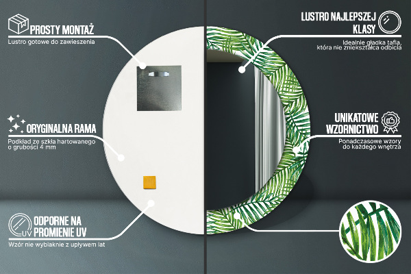 Espelho circular de parede decorativo Palmeira tropical