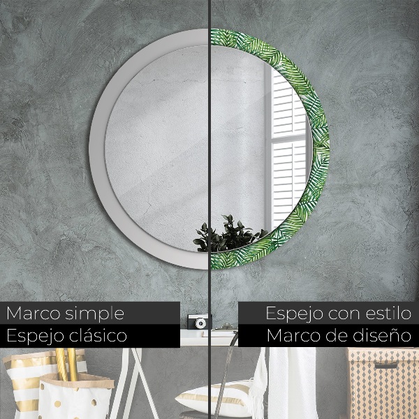 Espelho circular de parede decorativo Palmeira tropical