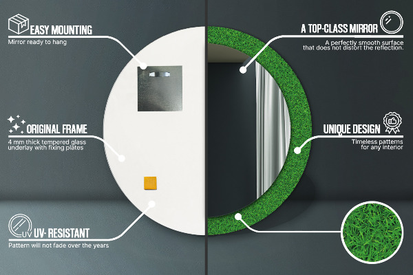 Espelho circular de parede decorativo Relva verde