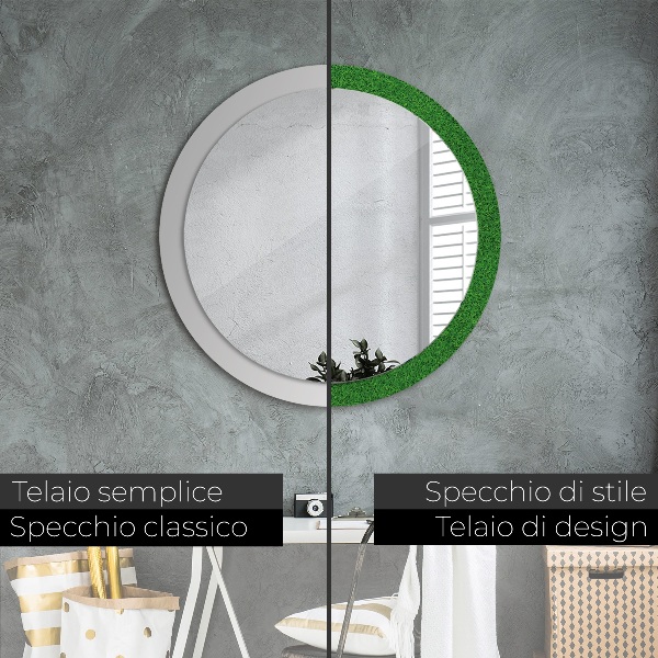 Espelho circular de parede decorativo Relva verde