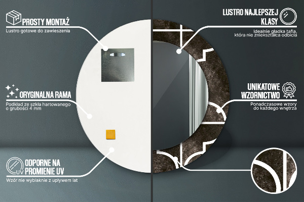 Espelho circular de parede decorativo Azulejos antigos