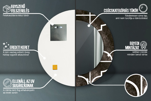 Espelho circular de parede decorativo Azulejos antigos