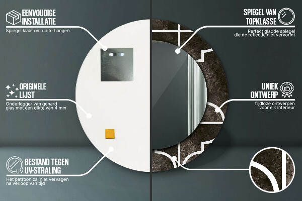 Espelho circular de parede decorativo Azulejos antigos