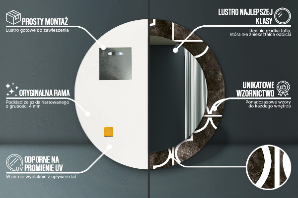 Espelho circular de parede decorativo Azulejos antigos