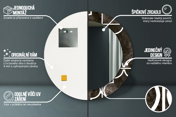 Espelho circular de parede decorativo Azulejos antigos