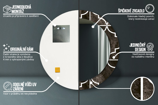Espelho circular de parede decorativo Azulejos antigos