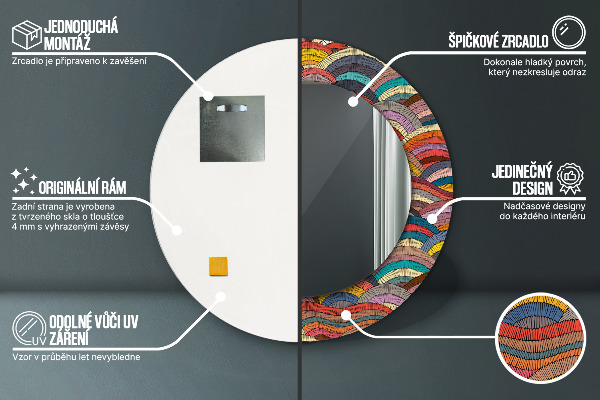 Espelho circular de parede decorativo Ornamento boémio