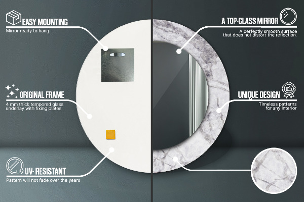 Espelho circular de parede decorativo Mármore branco