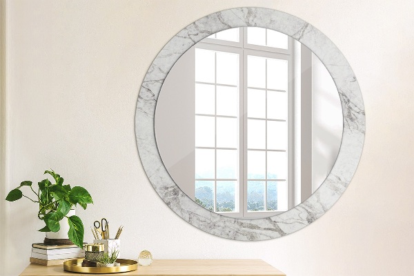 Espelho circular de parede decorativo Mármore branco