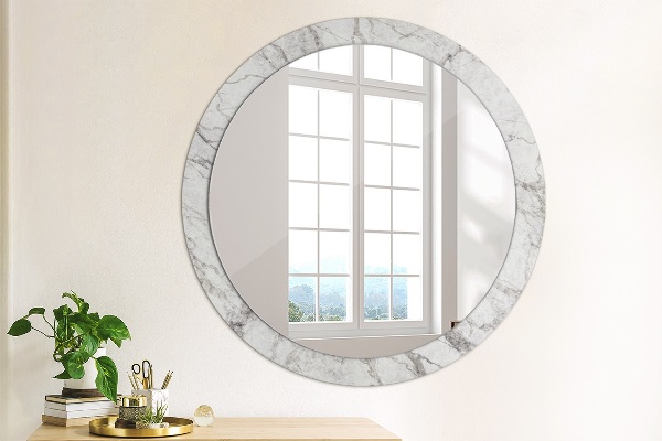 Espelho circular de parede decorativo Mármore branco