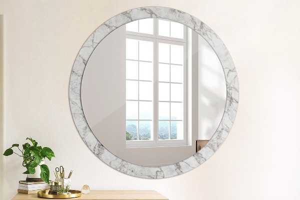 Espelho circular de parede decorativo Mármore branco