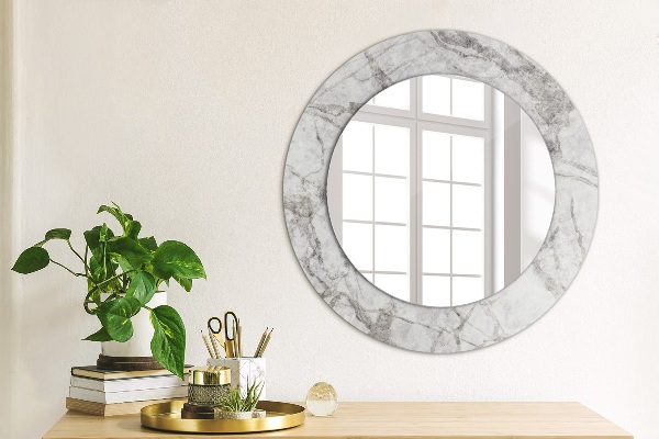 Espelho circular de parede decorativo Mármore branco