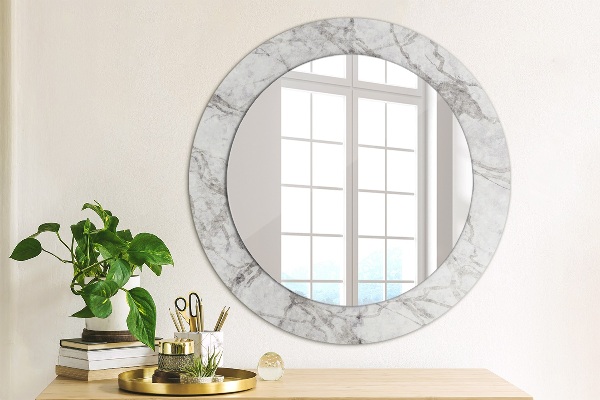 Espelho circular de parede decorativo Mármore branco