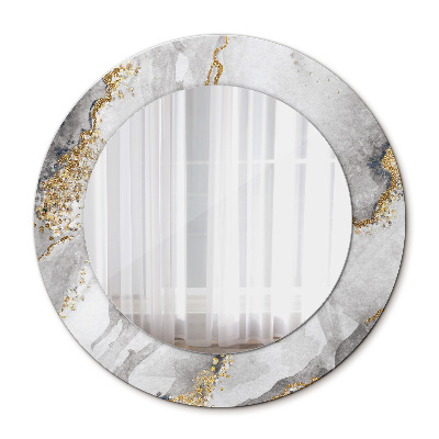 Espelho circular de parede decorativo Mármore branco dourado