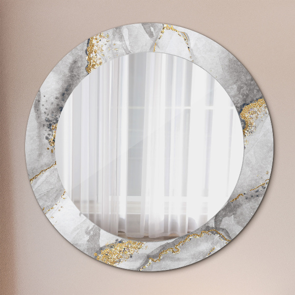 Espelho circular de parede decorativo Mármore branco dourado