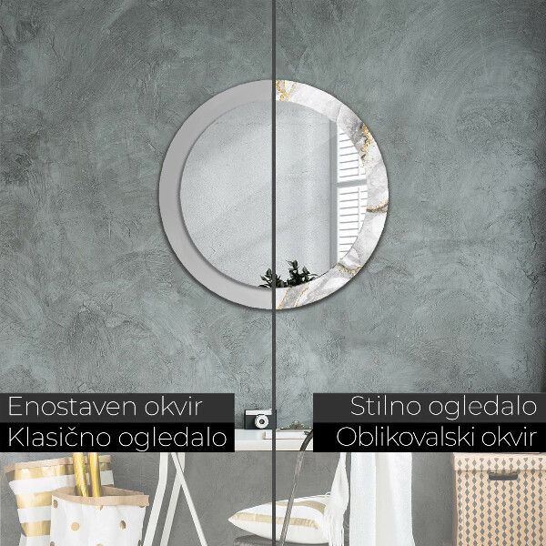 Espelho circular de parede decorativo Mármore branco dourado