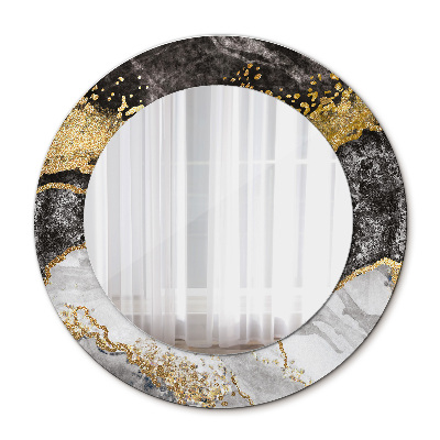 Espelho circular de parede decorativo Mármore e ouro