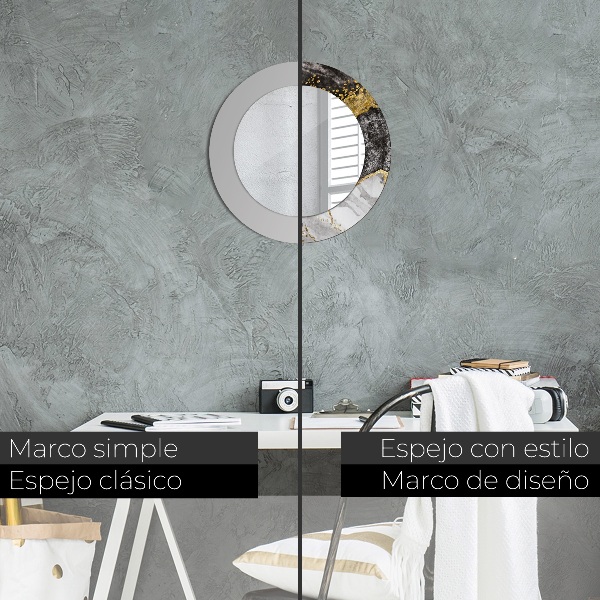 Espelho circular de parede decorativo Mármore e ouro