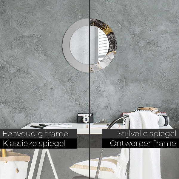 Espelho circular de parede decorativo Mármore e ouro