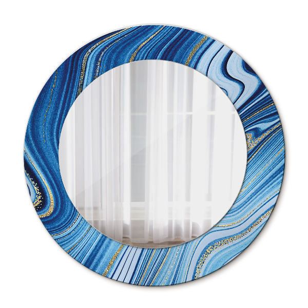 Espelho de parede circular decorativo Mármore azul