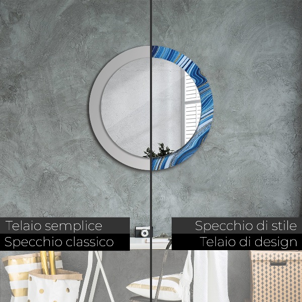 Espelho de parede circular decorativo Mármore azul