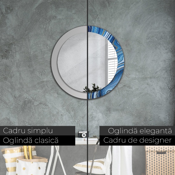 Espelho de parede circular decorativo Mármore azul