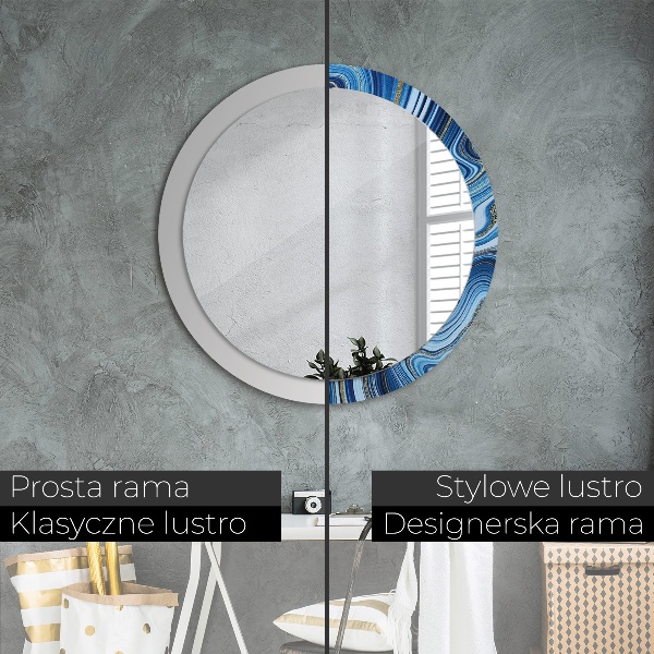 Espelho de parede circular decorativo Mármore azul