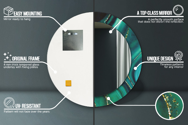 Espelho de parede circular decorativo Mármore esmeralda