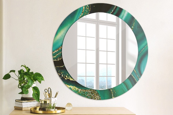 Espelho de parede circular decorativo Mármore esmeralda