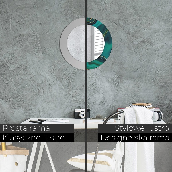 Espelho de parede circular decorativo Mármore esmeralda