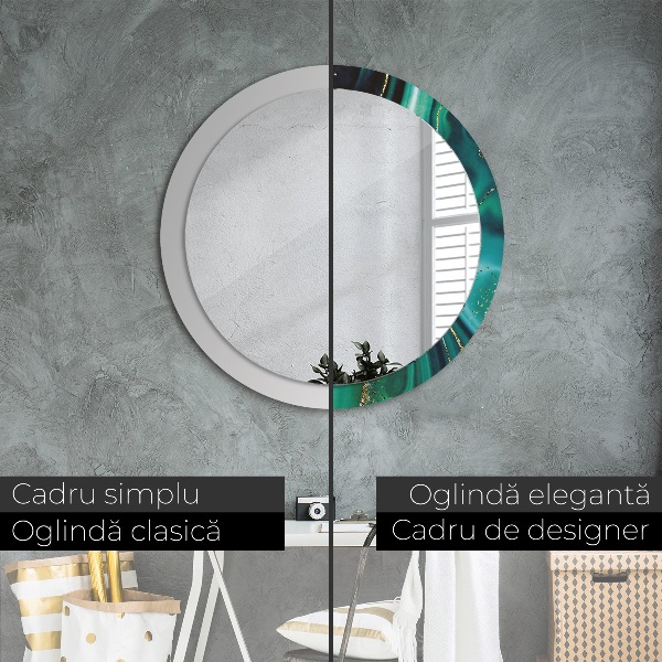 Espelho de parede circular decorativo Mármore esmeralda
