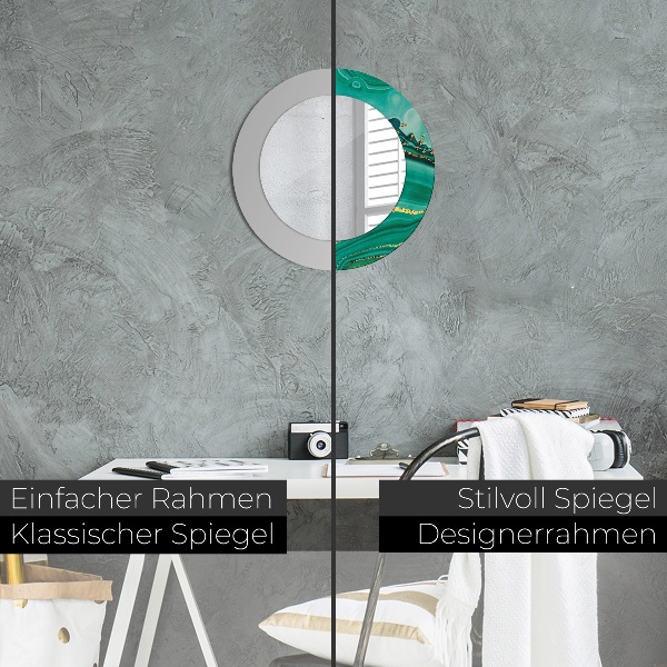 Espelho com moldura impressa redondo Mármore jaspe de ágata