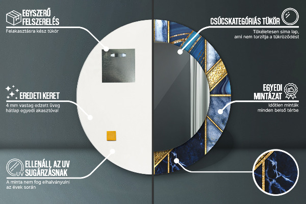 Espelho com moldura impressa redondo Mármore moderno