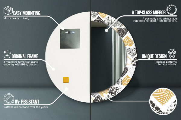 Espelho circular de parede decorativo Rabisco de corações