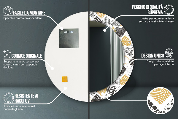 Espelho circular de parede decorativo Rabisco de corações