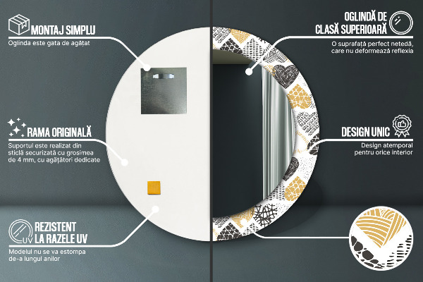 Espelho circular de parede decorativo Rabisco de corações