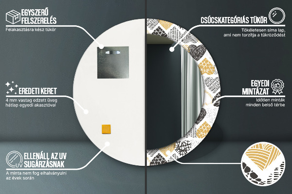 Espelho circular de parede decorativo Rabisco de corações