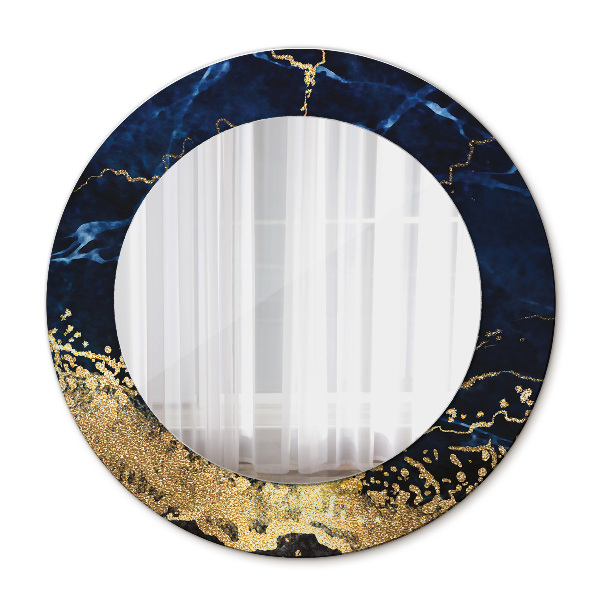 Espelho de parede circular decorativo Mármore azul