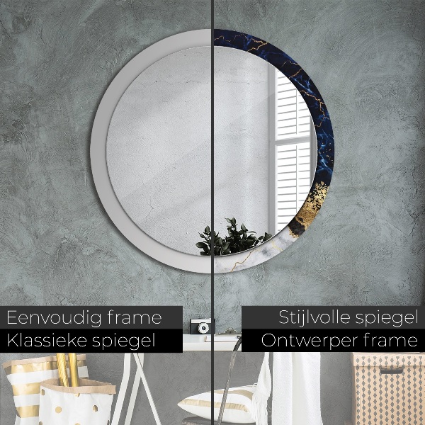 Espelho de parede circular decorativo Mármore azul
