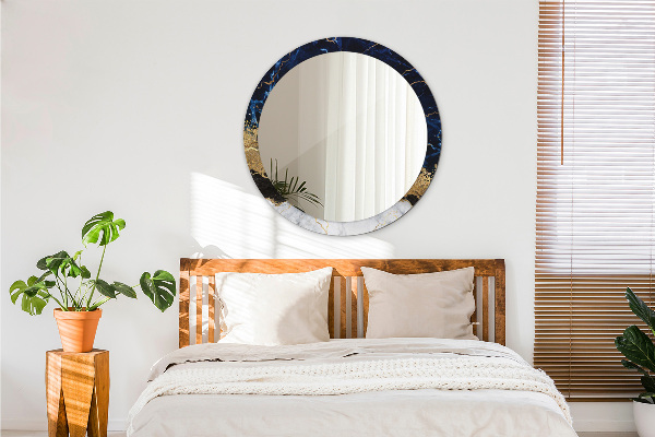 Espelho de parede circular decorativo Mármore azul