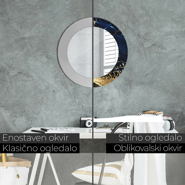 Espelho de parede circular decorativo Mármore azul