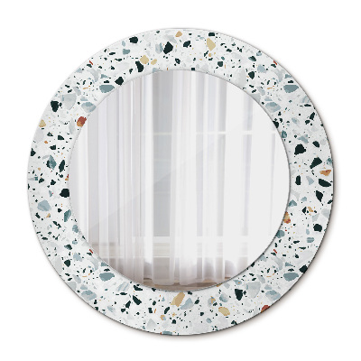 Espelho com moldura impressa redondo Pedra natural